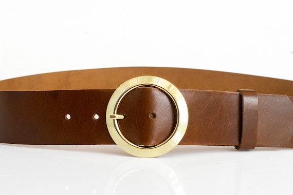 Hardin 40mm Brown Leather Belt with Removable Octagonal Buckle - Barbanera