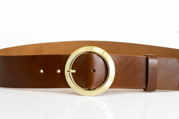 Women\'s Genuine Leather Belt Wide Round Cross Buckle Women\ main image 4