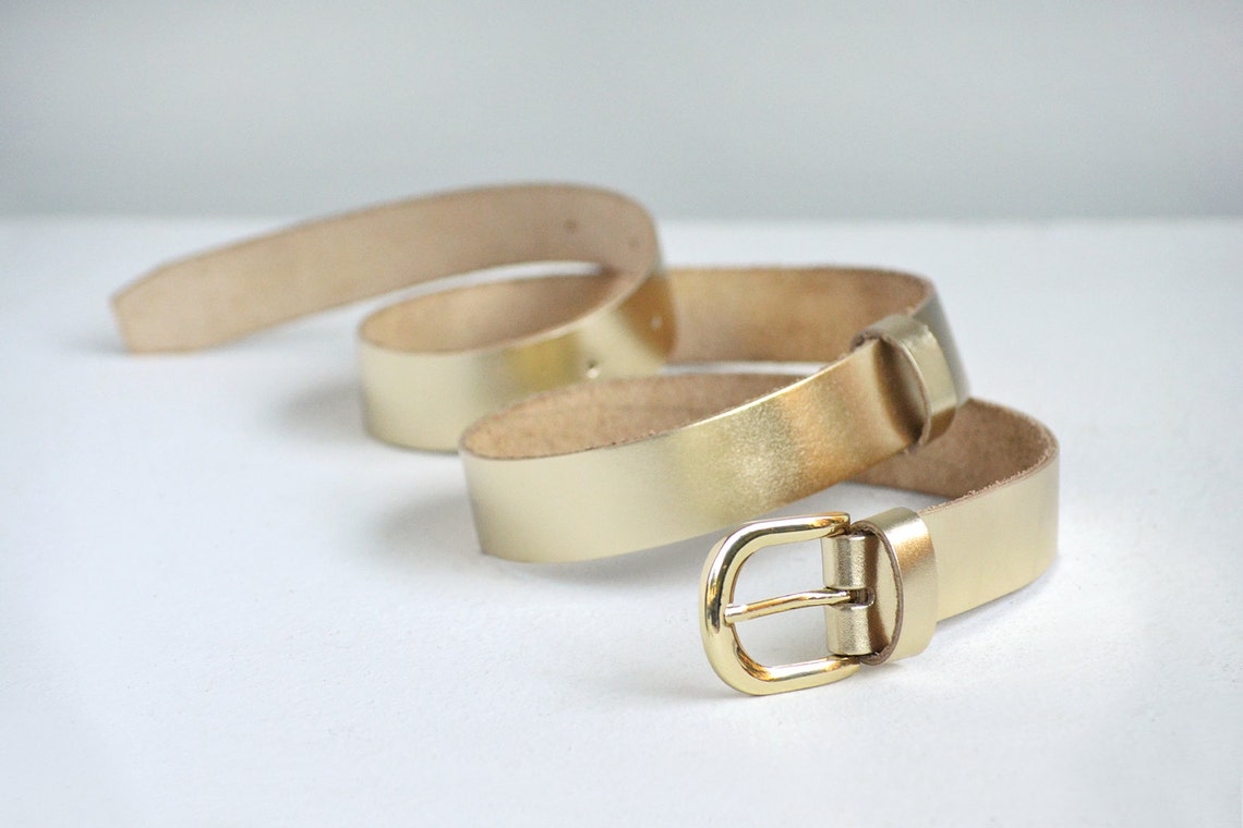 Gold Leather Belt Gold Belt Leather Belt Womens Leather Etsy