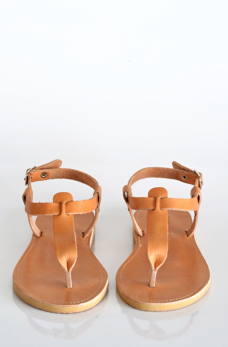 Sandals, Leather sandals, T-strap women sandals , Flat sandals, Women sandals, Women shoes, Handmade sandals, Summer sandals, TAF image 1