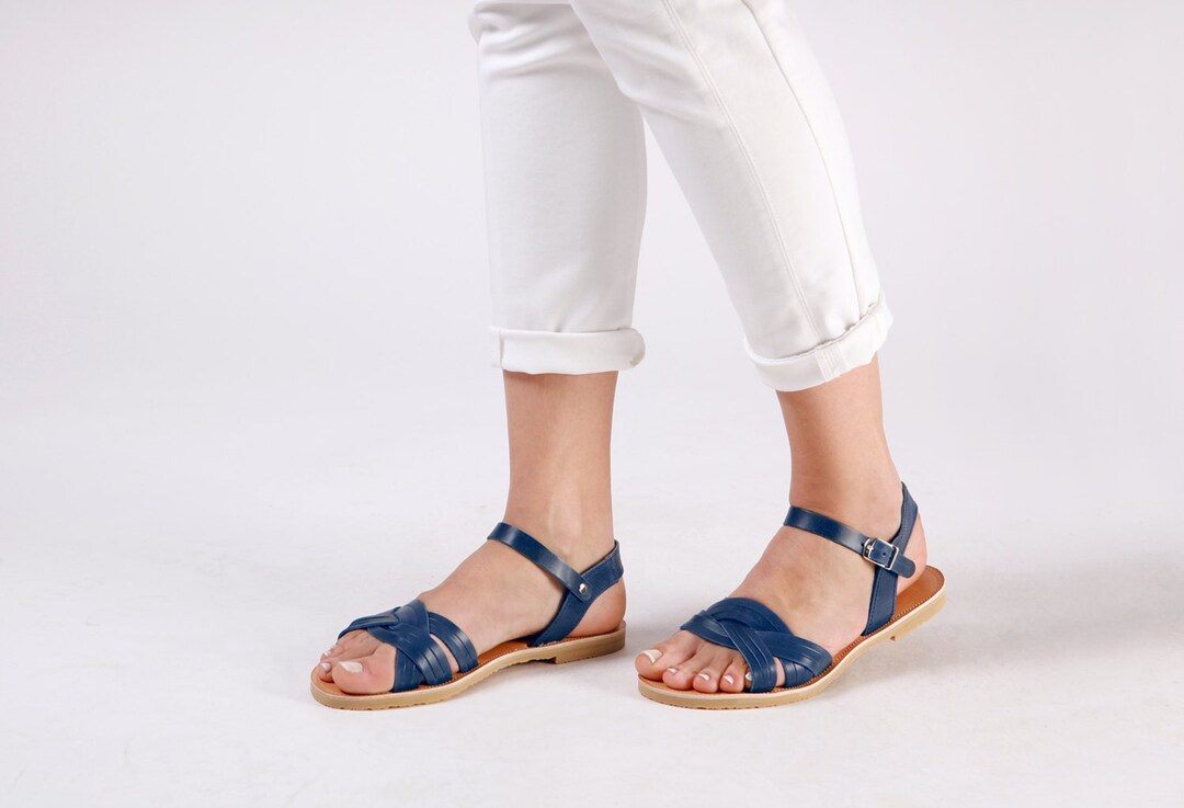 Sandalias griegas, Sandalias azules, Sandalias griegas, Sandalias