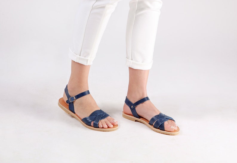 Greek sandals, Blue sandals, Greek sandals, Leather sandals, Sandals, Blue shoes, Sandales cuir, Women sandals, MEDUSA image 4