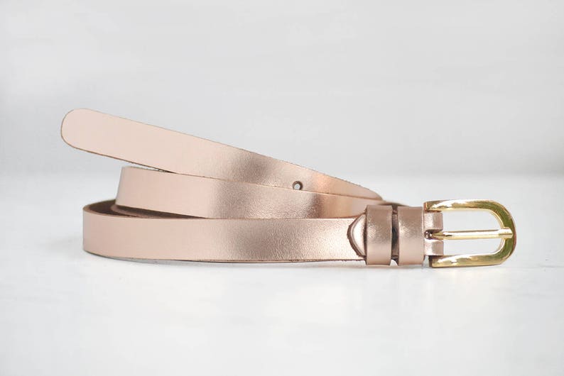 Thin Leather Belt Rose Gold Belt Leather Belt Women Women Etsy