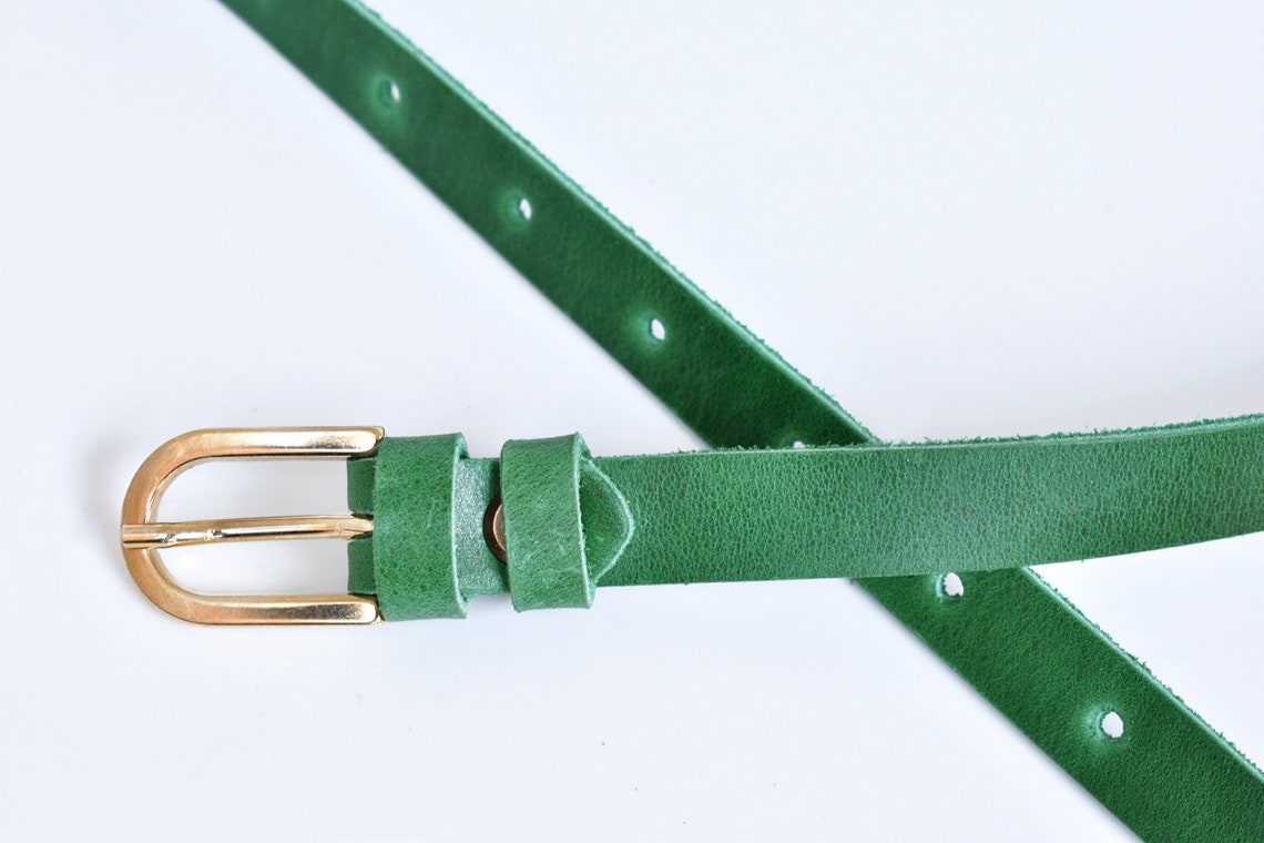 Leather Belt Leather Belt Women Green Leather Belt Skinny Etsy