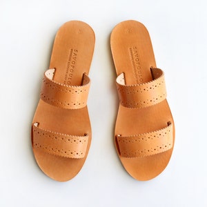 MIRANDA. Leather sandals, Two strap sandals, Greek sandals women