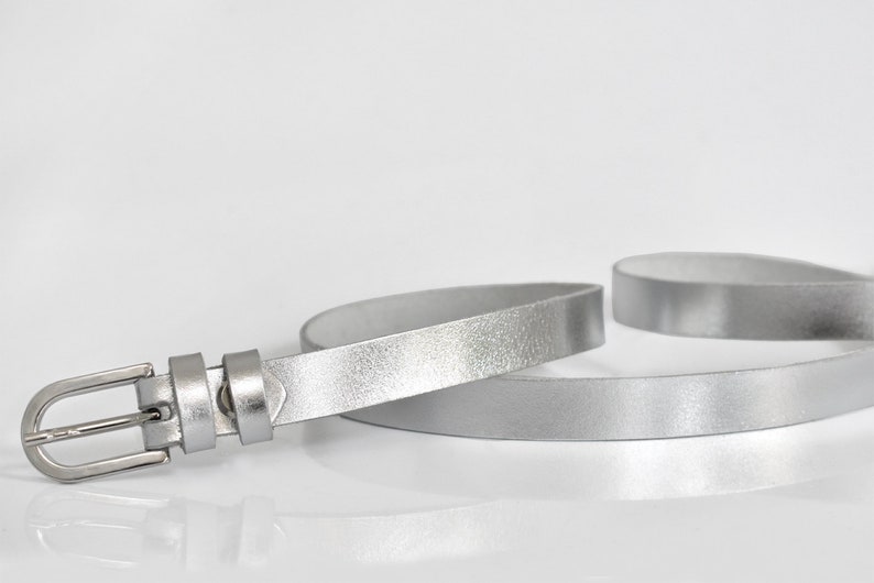 Leather Belt Women Leather Belt Silver Leather Belt Skinny Etsy UK