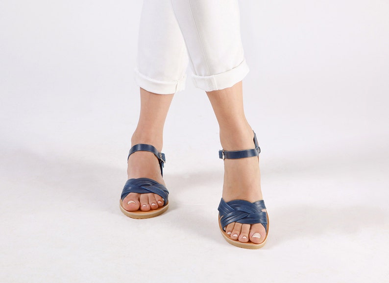 Greek sandals, Blue sandals, Greek sandals, Leather sandals, Sandals, Blue shoes, Sandales cuir, Women sandals, MEDUSA image 5