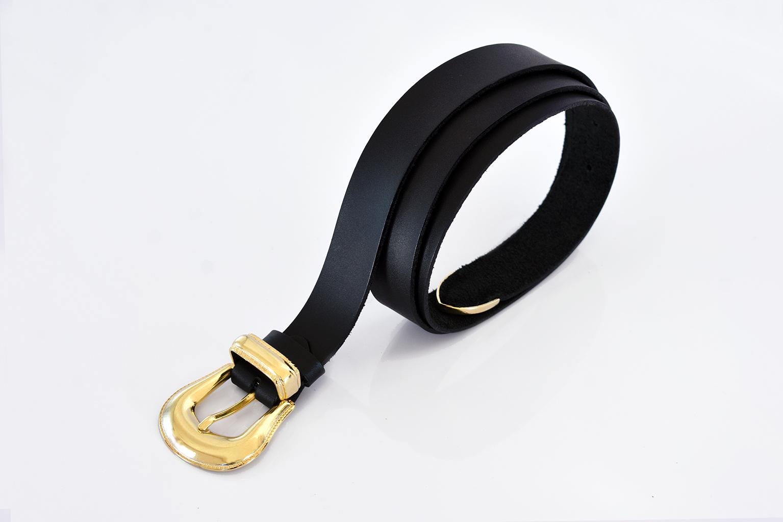 1677 Black Belt Womens Western Gold Buckle Leather Belts For Women Cowgirl Buy Black Western Belt Womens | 1 inch Gold Buckle  main image 2