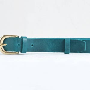 Leather belt, Leather belt women, Womens belt, Womens leather belt, Petrol blue belt, Blue leather belt image 2