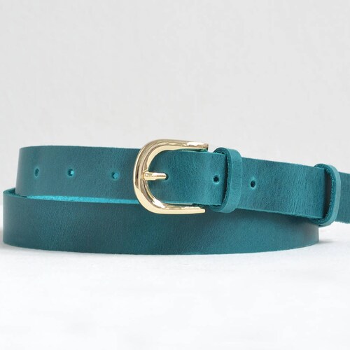EXPRESS ADJ LEATHER BELT GENUINE LEATHER TEAL LEATHER SKINNY BELT WMNS SIZE S M Buy Women main image 3