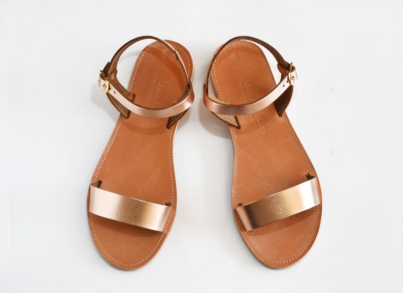 Sandals, Women leather sandals, Greek sandals, Leather sandals, Rose gold sandals, Sandales grecques, YASEMI image 2