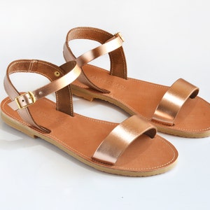 Sandals, Women leather sandals, Greek sandals, Leather sandals, Rose gold sandals, Sandales grecques, YASEMI Rose gold