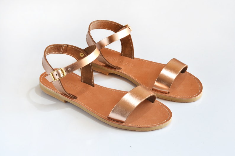 Sandals, Women leather sandals, Greek sandals, Leather sandals, Rose gold sandals, Sandales grecques, YASEMI Rose gold