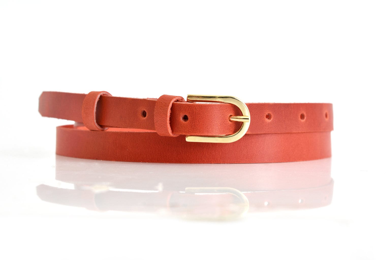 Buy Thin Womens Red Belt For Dress - Real Leather