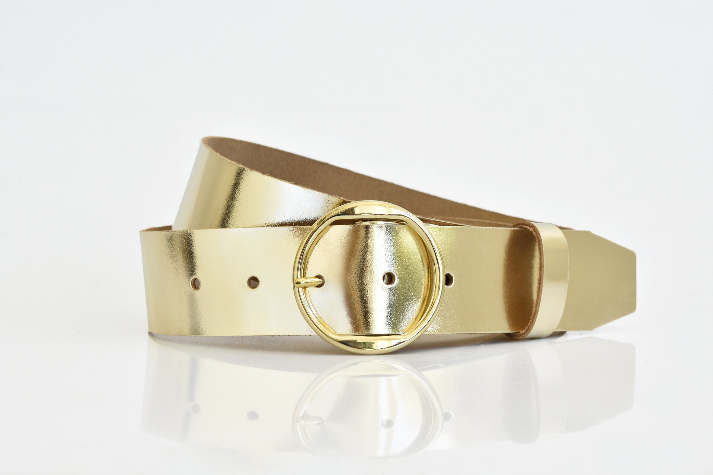 thumbnail image 2 of Leather Look Waist Belt With Gold Buckle 2 Pack Women's Belts 2 of 12