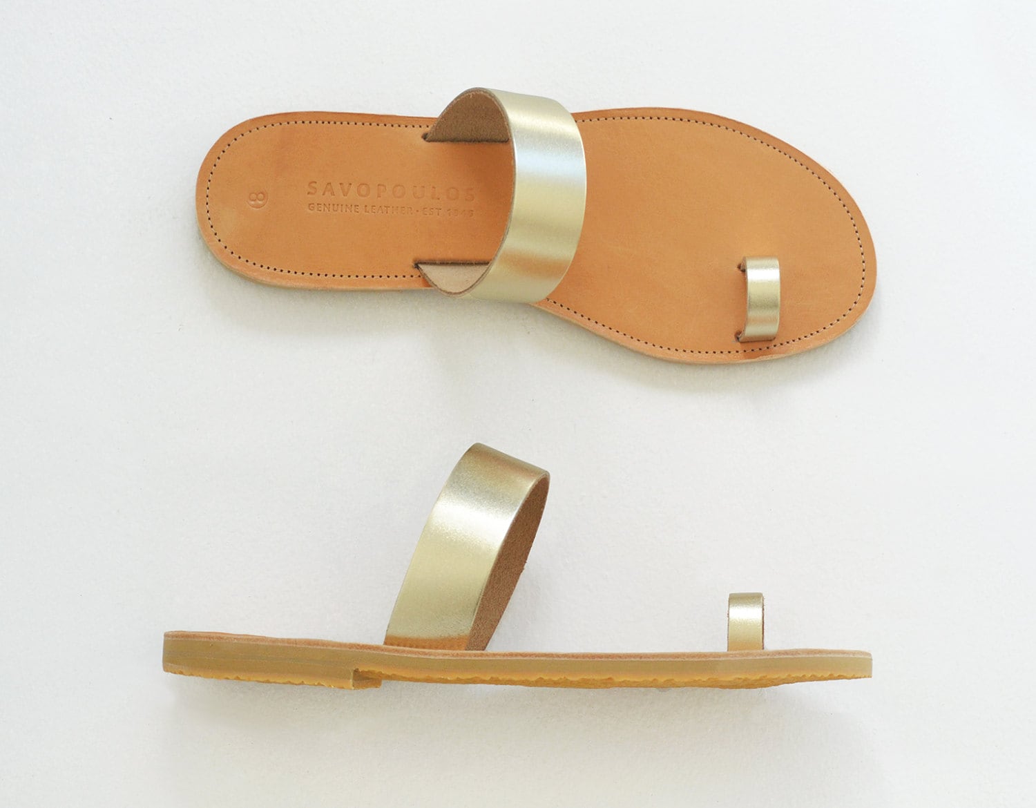Gold Toe Ring Sandals Leather Sandals Women Griechische Sandalen
