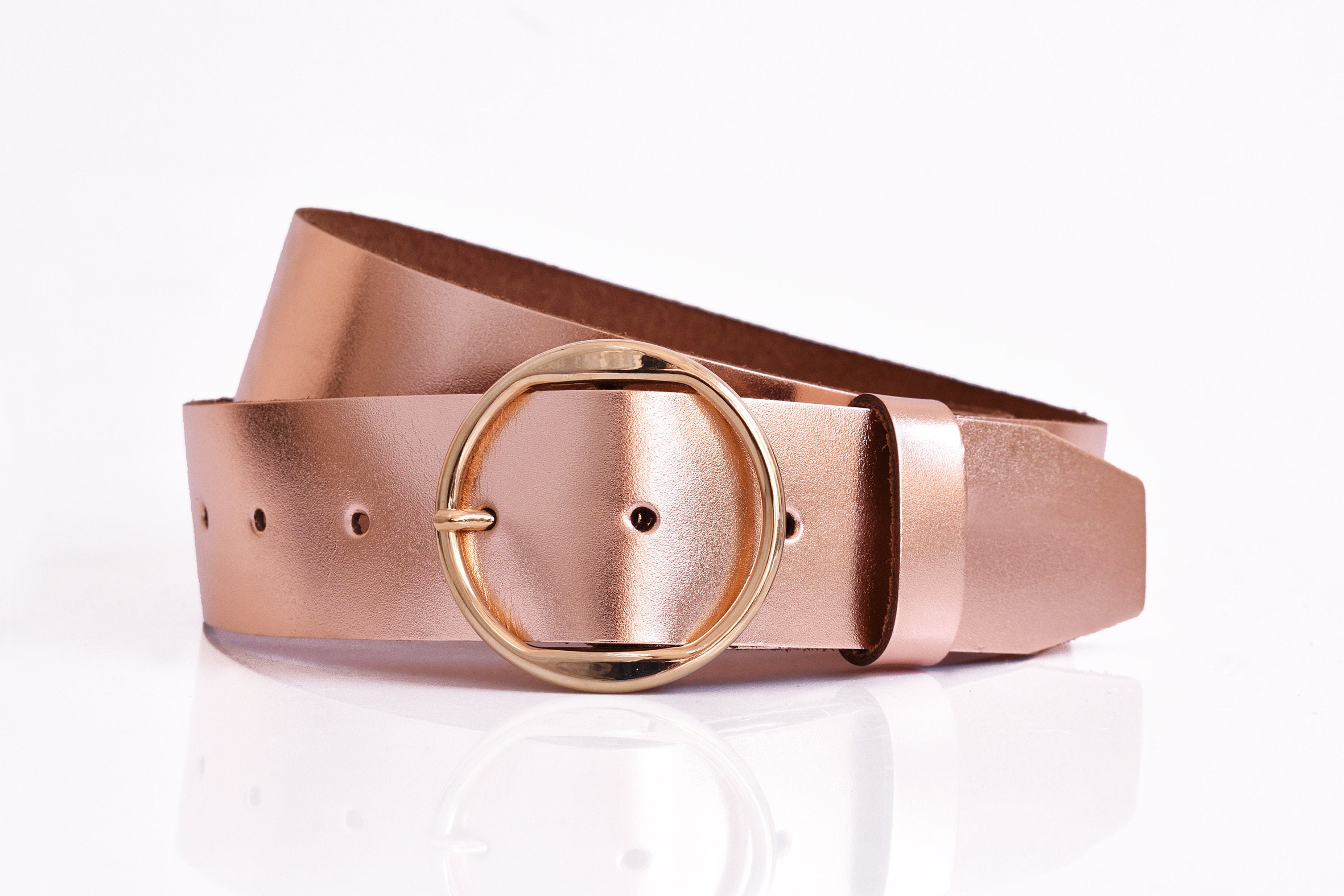 ASOS Rose Gold Wide Buckle Waist Belt in Metallic