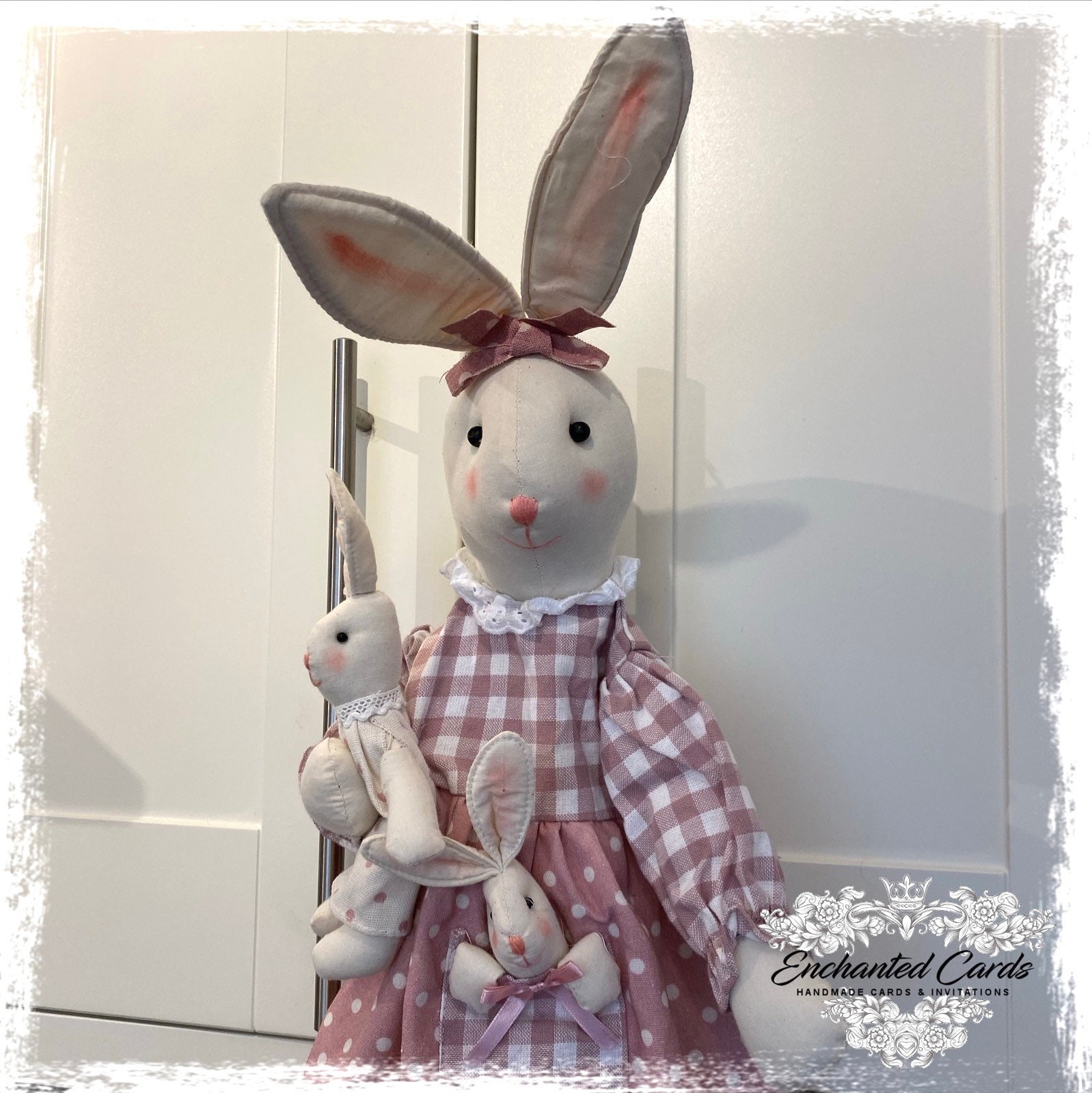 Bunny Rabbit Carrier Bag Storage Pink Gingham Shabby Chic Etsy UK