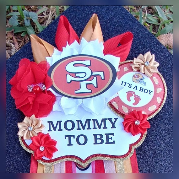 Sf Niners Baby Showe Cake Sf 49ers Baby Rump Cake 49ers Themed Baby Shower Red And Gold San Fran Football Baby Shower Baby Shower Cakes Jordan Baby Shower
