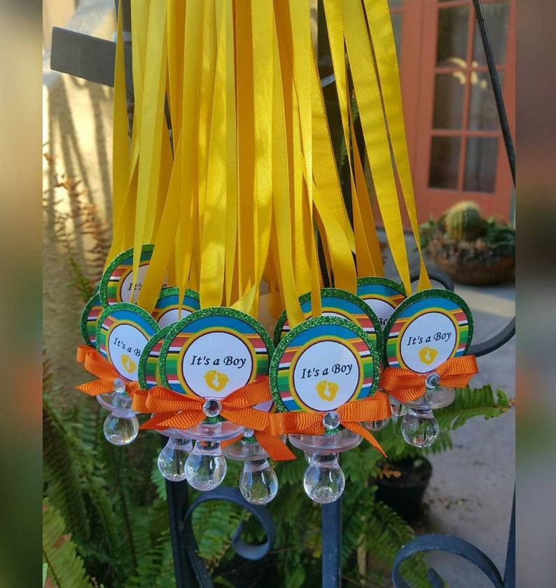 12 Baby Boy Fiesta Themed Baby Shower Pacifier Necklaces Etsy