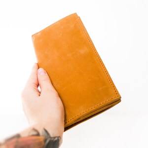 Portefeuille personnalisé en cuir minimaliste vintage mince grand long pour cartes de crédit hommes femmes unisexe cadeau