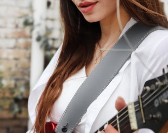 Personalized Leather Handmade Guitar Strap for Bass Electric Acoustic Guitar Wide Custom Guitar Straps Monogram Guitar Gifts
