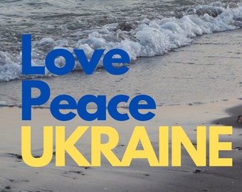 Love and Peace for Ukraine, Digital Printable Postcard, Digital Art, Freedom for Ukraine, Stop Russia, No War in Ukraine, Digital Download