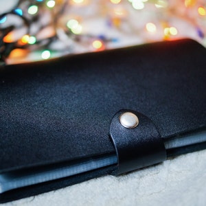 Leather Cardholder Gift for Traveler Mens Credit Card Holder Bifold Wallet Men Handmade Cardholder image 1