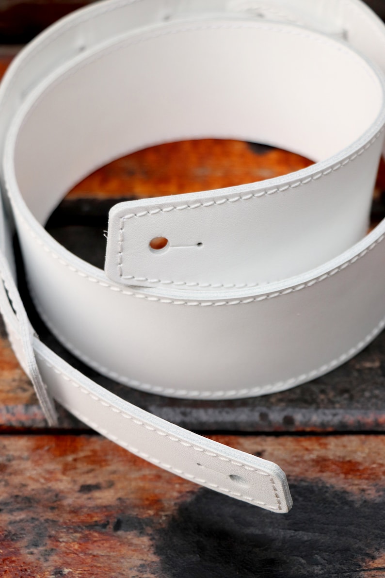 Personalized White Guitar Strap, Leather Guitar Strap, Electric Guitar Strap, Bass Guitar Straps, Acoustic Guitar Strap, Custom Guitar Strap image 2