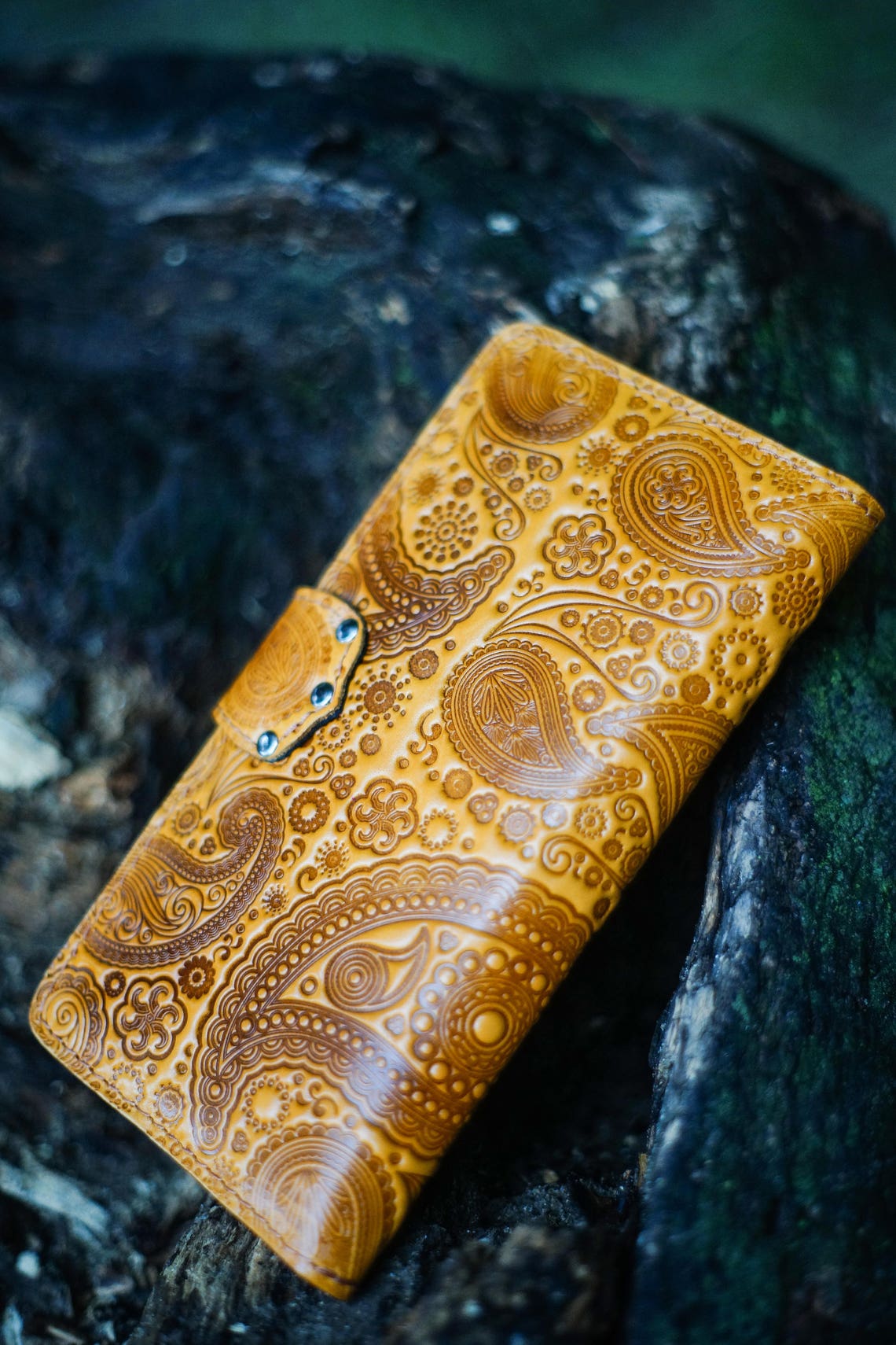 Personalized Unique Leather Wallet for Women Long Embossed Pattern ...