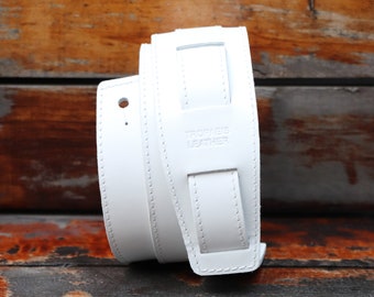 Personalized White Guitar Strap, Leather Guitar Strap, Electric Guitar Strap, Bass Guitar Straps, Acoustic Guitar Strap, Custom Guitar Strap