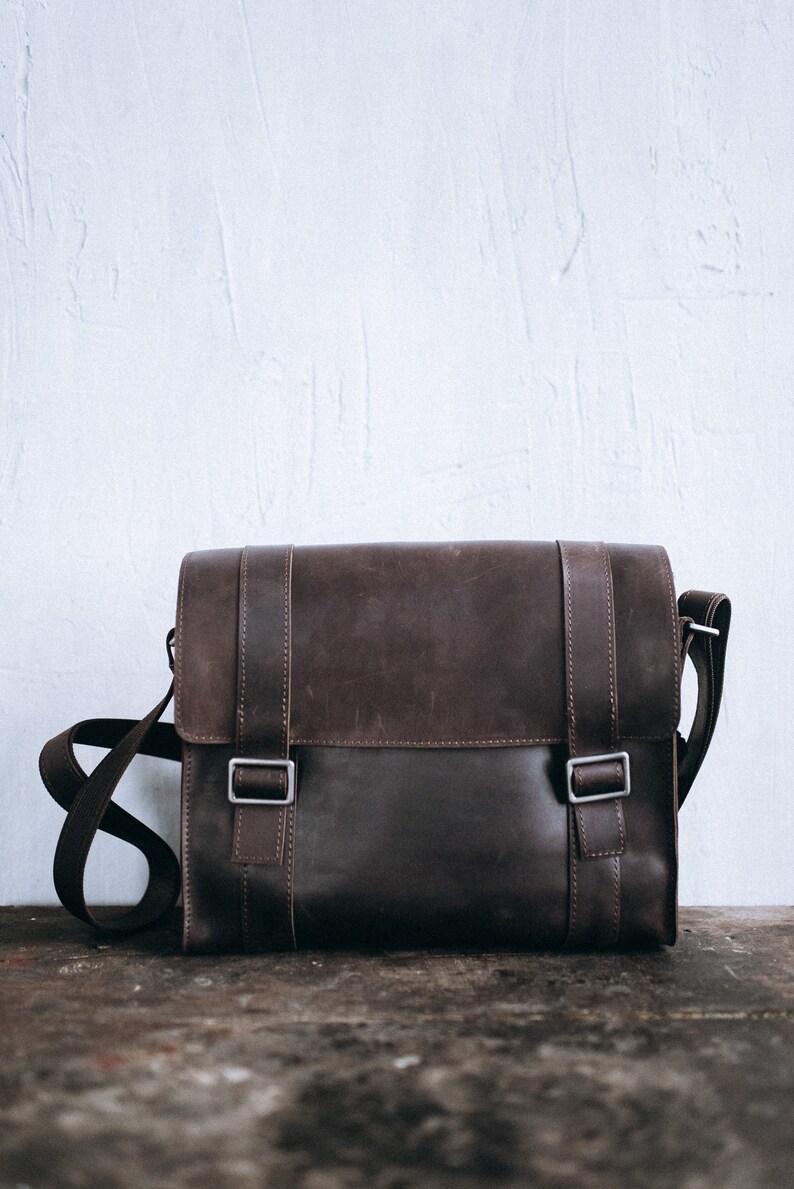 Tote bag men College student gift Leather satchel men Big leather bag FREE SHIPPING