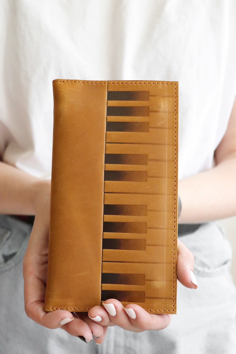 Piano Wallets, Personalized Leather Wallet, Cute Wallet, Monogram Wallet, Minimalist Wallet, Cash Envelope Wallet, My Sweet Piano, Boho Gift image 5