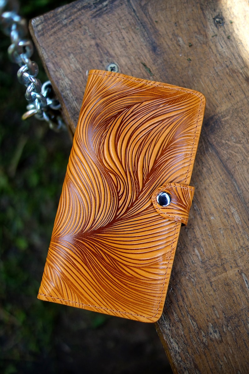 Cartera grande para mujer, billetera plegable, regalo para viajeros, billetera larga para mujer, billetera larga de cuero repujado imagen 1