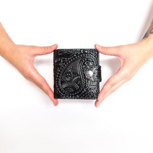 Personalized Wallet, Black Leather Wallet, Oriental Pattern Wallet, Slim Wallet Women, Cute Wallet, Coin Purse, 21st Birthday, Gift for Her image 7