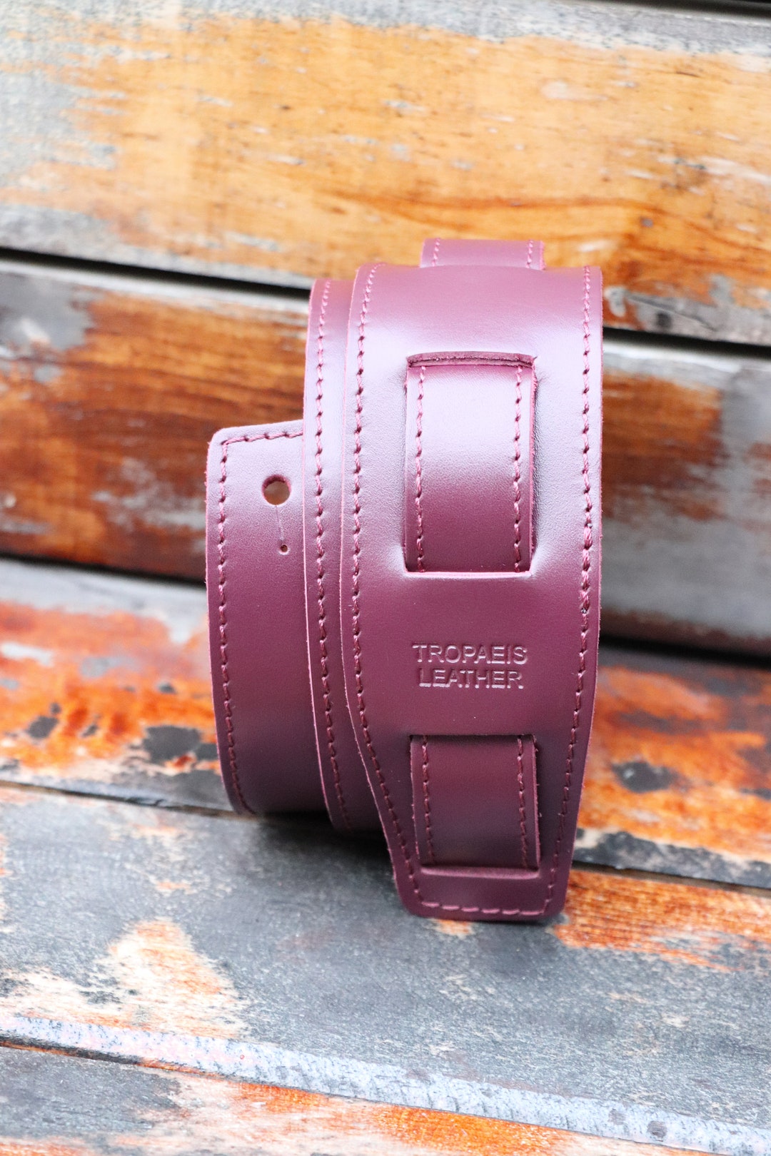 Personalized Purple Guitar Strap, Leather Guitar Strap, Bass Guitar