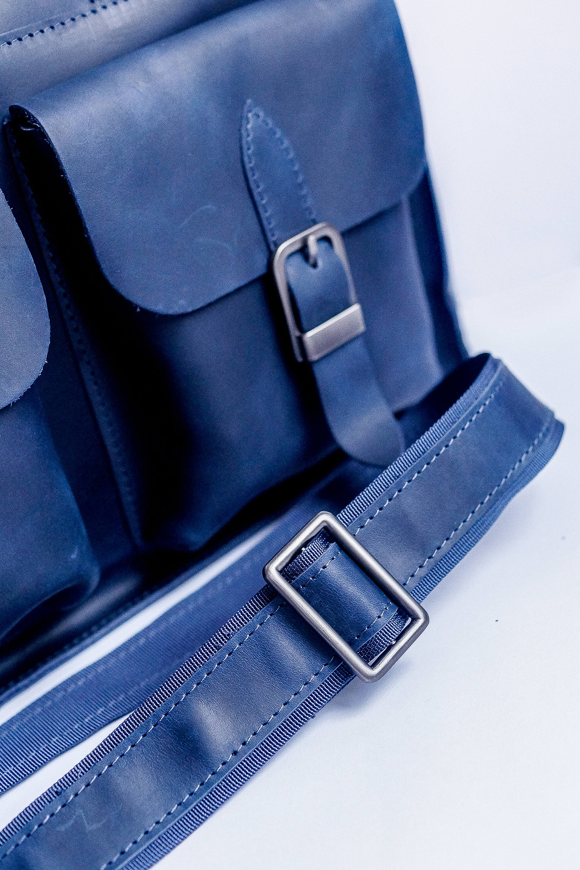 Blue Leather Tote bag Messenger Bag Crossbody bags 15 inch Etsy