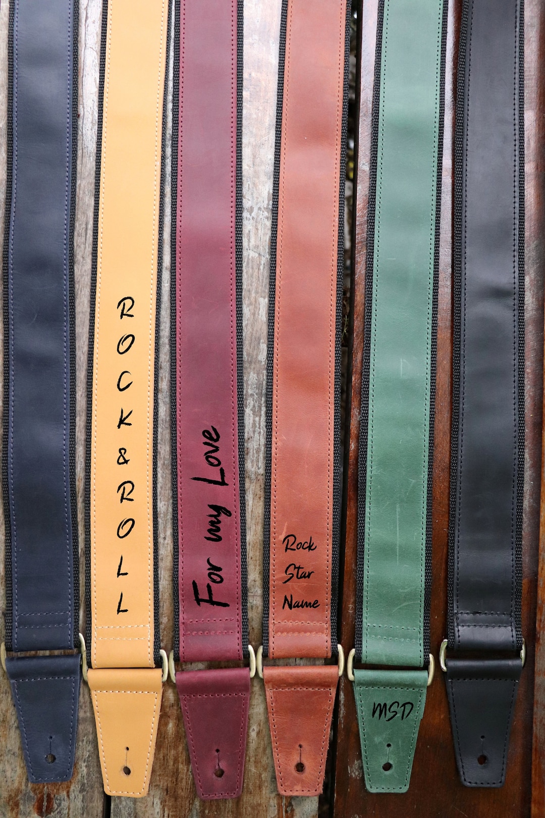 Personalized Leather Guitar Strap Multicolored Handmade Vintage Guitar