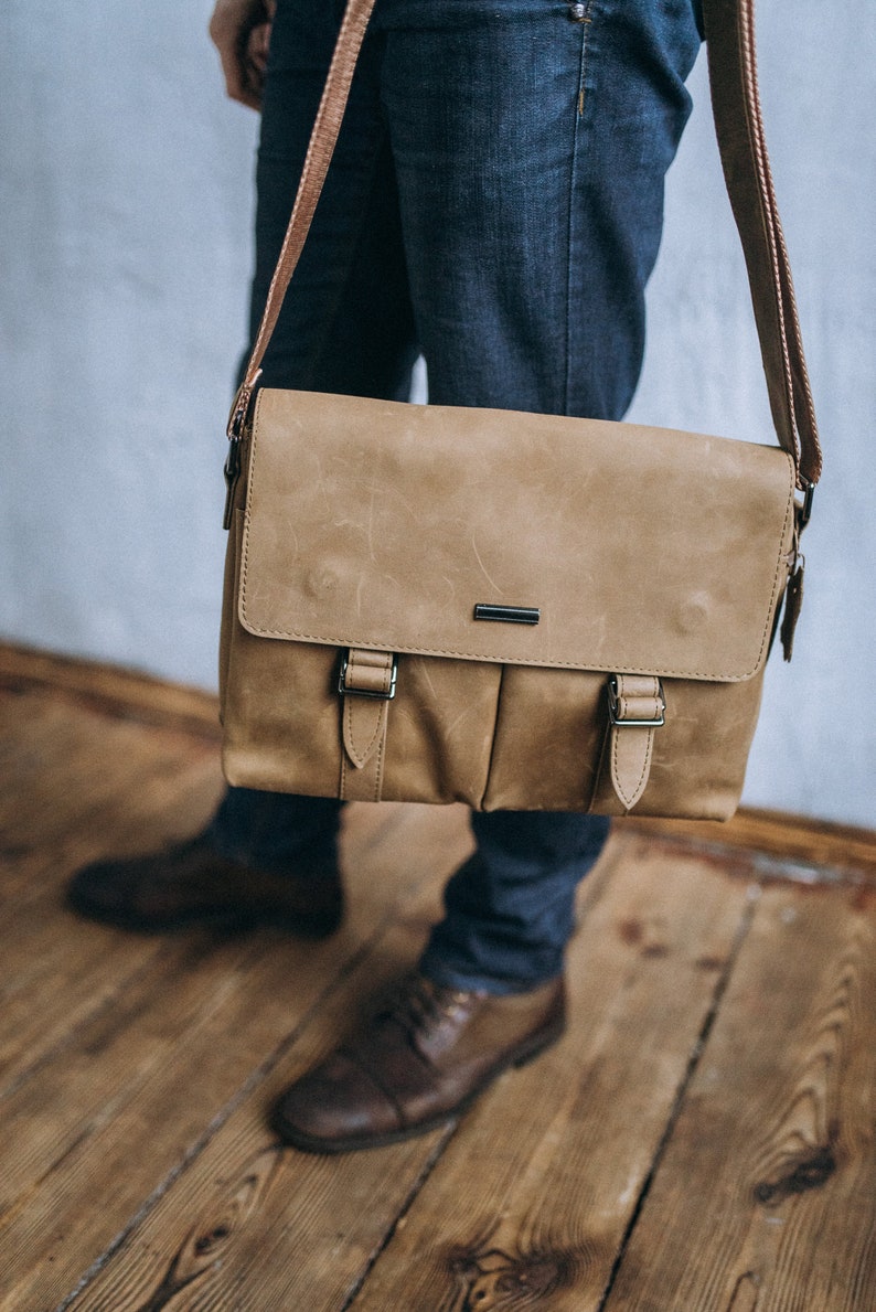 Leather Crossbody Bag, Leather Satchel, Mini Messenger Bag, Leather Tote Bag, Shoulder Bag, Leather Accessories, Gift for Him, Birthday Gift image 8