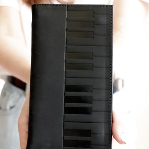 Personalized Black Wallet, Piano Wallet, Engraved Wallet, Piano Gifts, Trendy Wallet, Monogram Wallet, Cute Wallet, Minimalist Wallet, Boho image 9