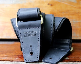 Blue Personalized Leather Guitar Strap Vintage Guitar Straps for Bass Acoustic Electric Guitar Durable Adjustable Strap Gift for Guitarist