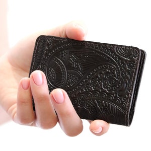 Personalisierte Leder Kreditkarte Ausweis Visitenkarten Brieftasche Cover Paisley Oriental Muster Männer Frauen Halter
