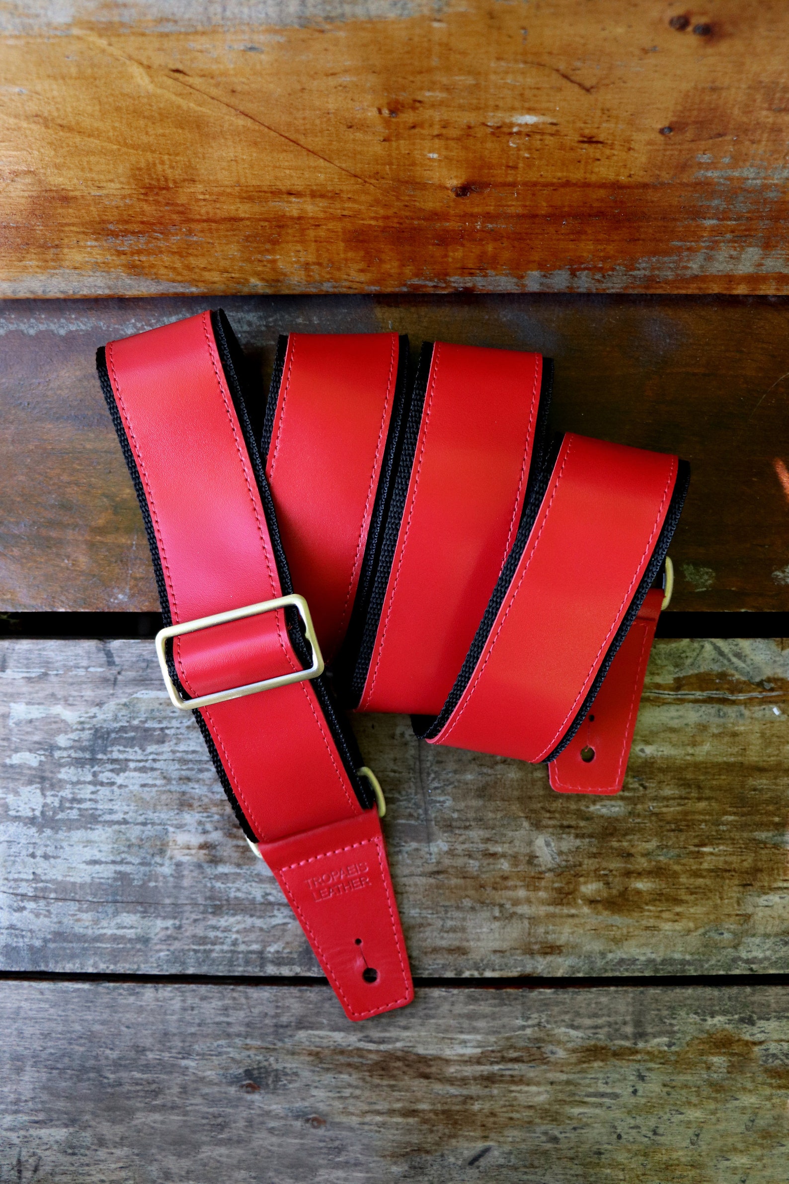 Red & Black Personalized Leather Electric Guitar Strap Custom Etsy
