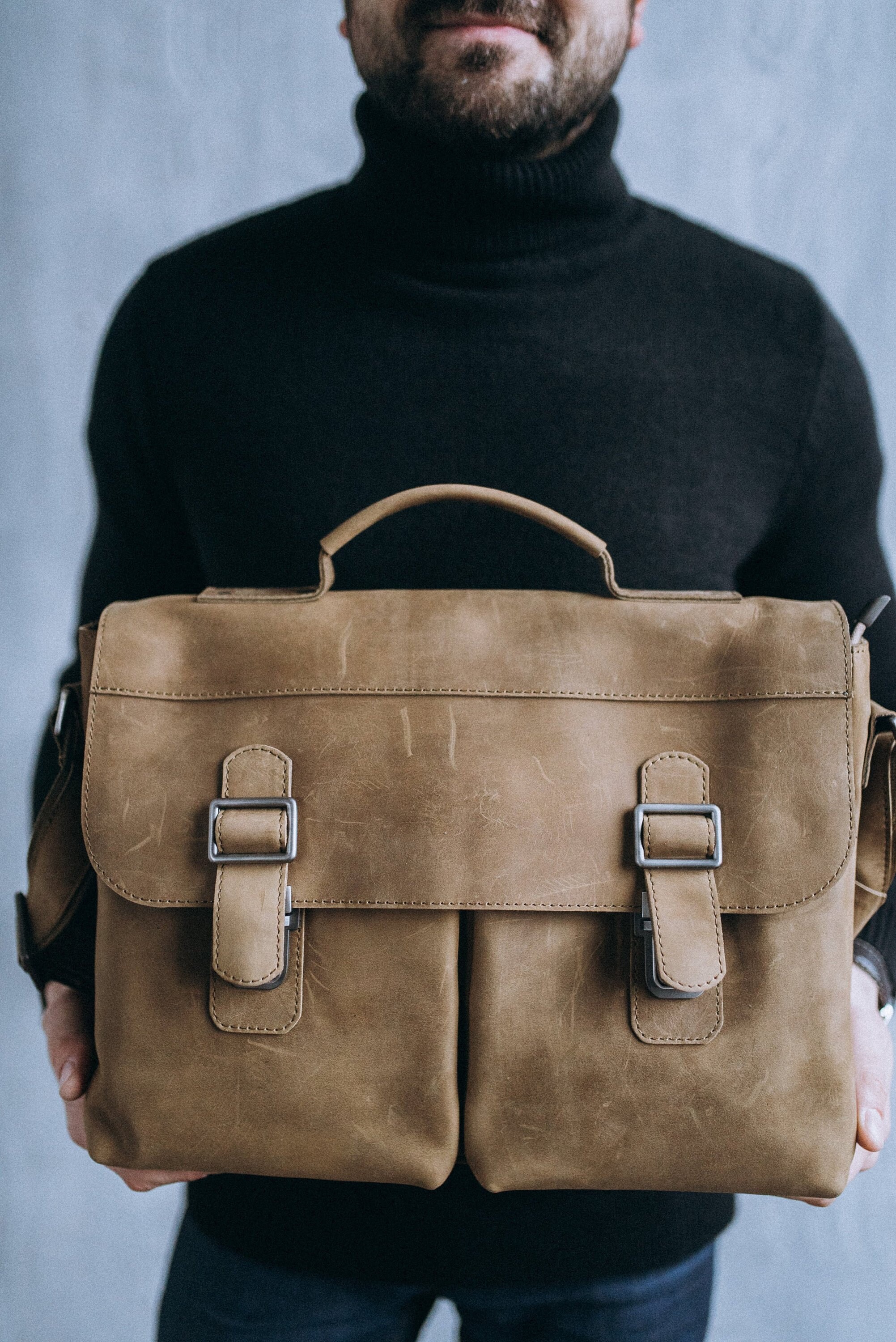 Personalized Leather Messenger Bag Leather Satchel Messenger Etsy