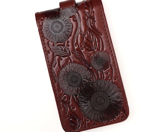 Portachiavi Bohémien Con Girasole In Pelle: Accessorio Floreale Per Borse E Chiavi, Regalo Donna
