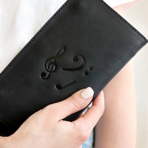 Personalized Black Wallet, Piano Wallet, Engraved Wallet, Piano Gifts, Trendy Wallet, Monogram Wallet, Cute Wallet, Minimalist Wallet, Boho image 4