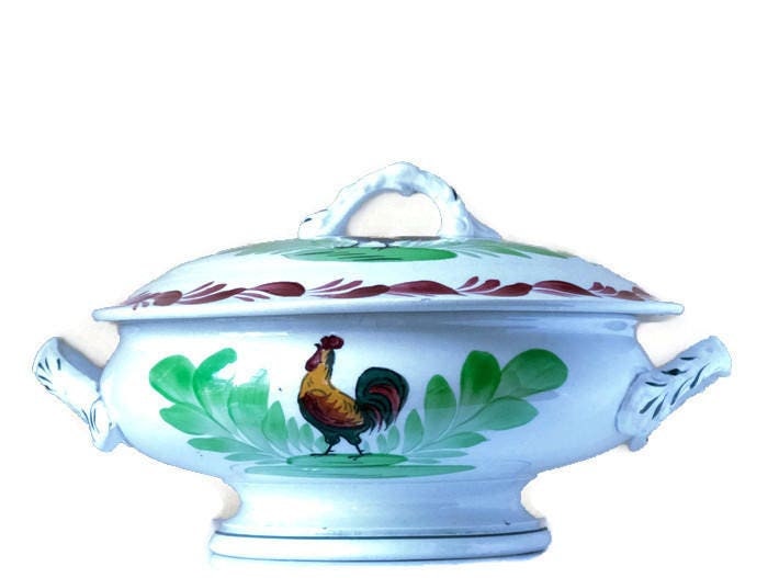 Soupière en Faïence, Peinte à La Main, Datant Du Début 20Ème Siècle - Faïence de Choisy Le Roy Terre