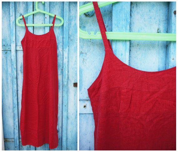 breathe Raspberry Dress 80s Spaghetti Strap Dress