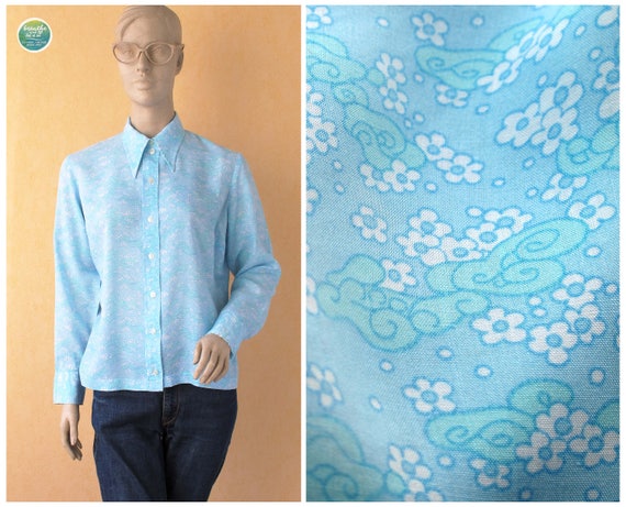 breathe 60s Dreamy Shirt with Clouds and Flowers B
