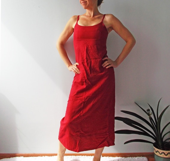 breathe Raspberry Dress 80s Spaghetti Strap Dress